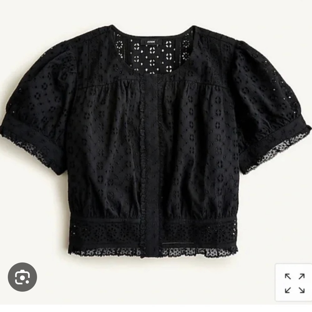 J. Crew Button-front eyelet crop - Black Size XS